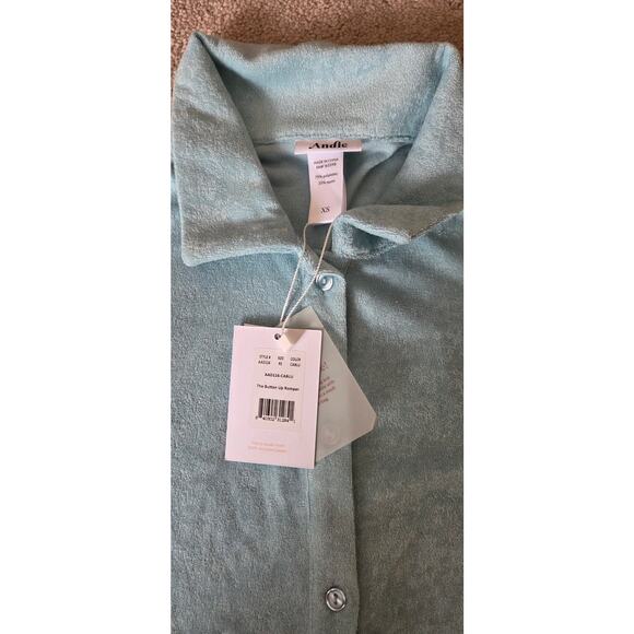 NWT Andie Swim The Button-Up Terry Romper Blue Size XS - Picture 2 of 6
